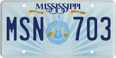 MS license plate MSN703