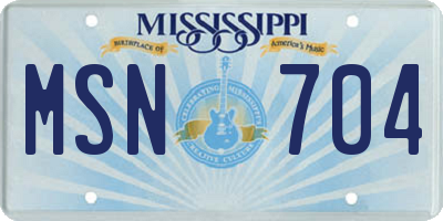 MS license plate MSN704