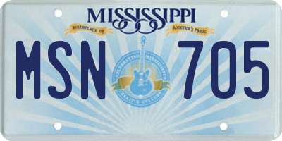 MS license plate MSN705
