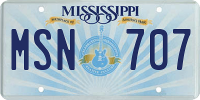 MS license plate MSN707