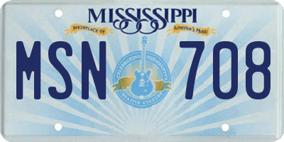 MS license plate MSN708