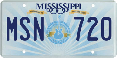 MS license plate MSN720