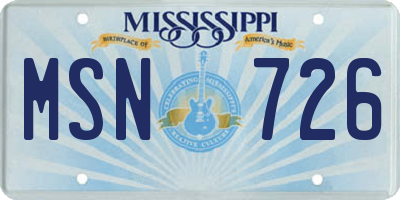 MS license plate MSN726