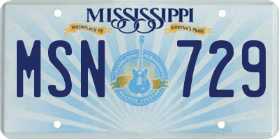 MS license plate MSN729