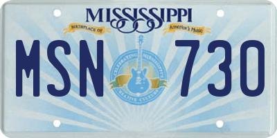 MS license plate MSN730