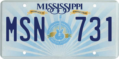 MS license plate MSN731