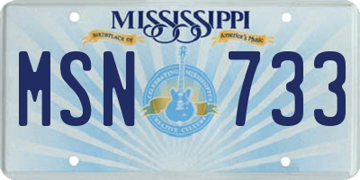 MS license plate MSN733