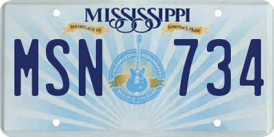 MS license plate MSN734