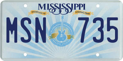 MS license plate MSN735