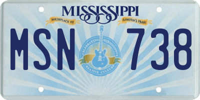 MS license plate MSN738