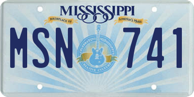 MS license plate MSN741