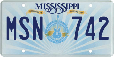MS license plate MSN742
