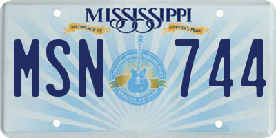 MS license plate MSN744