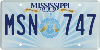 MS license plate MSN747