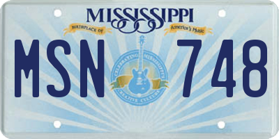 MS license plate MSN748