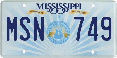 MS license plate MSN749