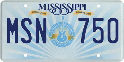 MS license plate MSN750