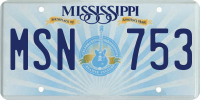 MS license plate MSN753