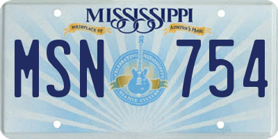 MS license plate MSN754