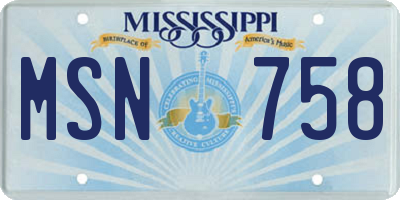 MS license plate MSN758