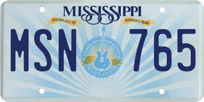 MS license plate MSN765