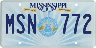 MS license plate MSN772