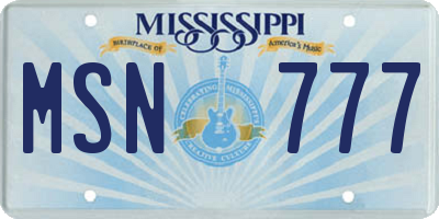MS license plate MSN777