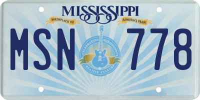 MS license plate MSN778