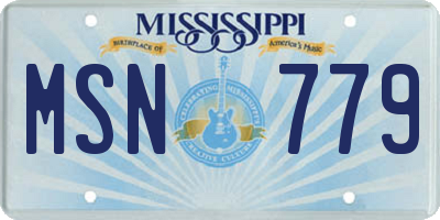 MS license plate MSN779