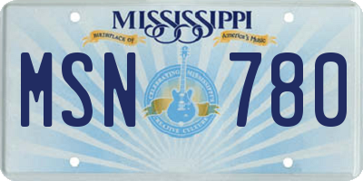 MS license plate MSN780