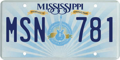 MS license plate MSN781