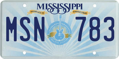 MS license plate MSN783