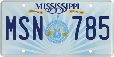 MS license plate MSN785