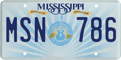 MS license plate MSN786