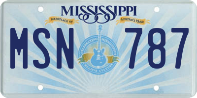 MS license plate MSN787