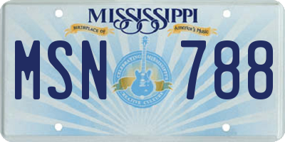MS license plate MSN788