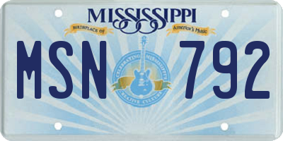 MS license plate MSN792