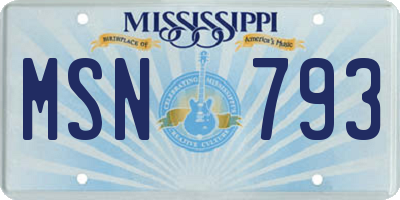 MS license plate MSN793