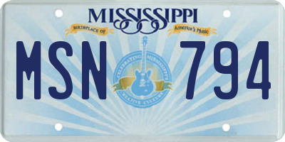 MS license plate MSN794