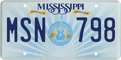 MS license plate MSN798