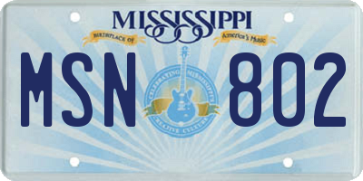 MS license plate MSN802