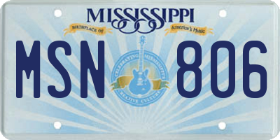 MS license plate MSN806