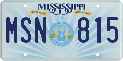 MS license plate MSN815