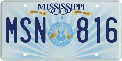 MS license plate MSN816