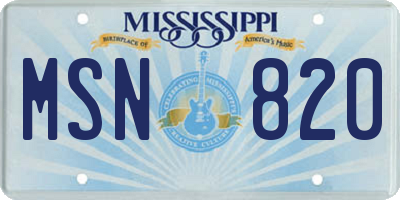MS license plate MSN820