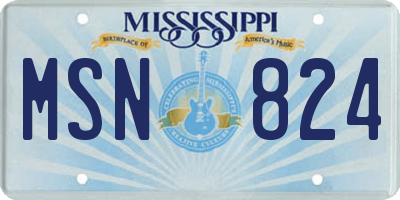 MS license plate MSN824