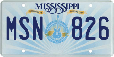 MS license plate MSN826