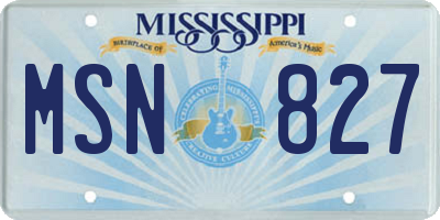 MS license plate MSN827