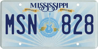 MS license plate MSN828