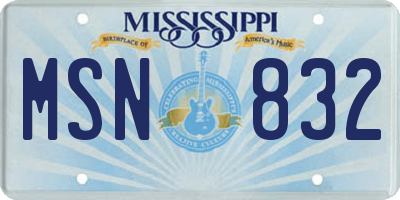 MS license plate MSN832